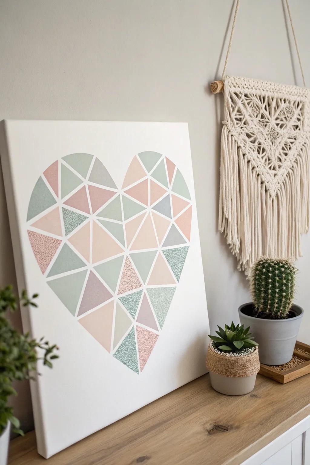 Craft a modern love story with geometric heart art.