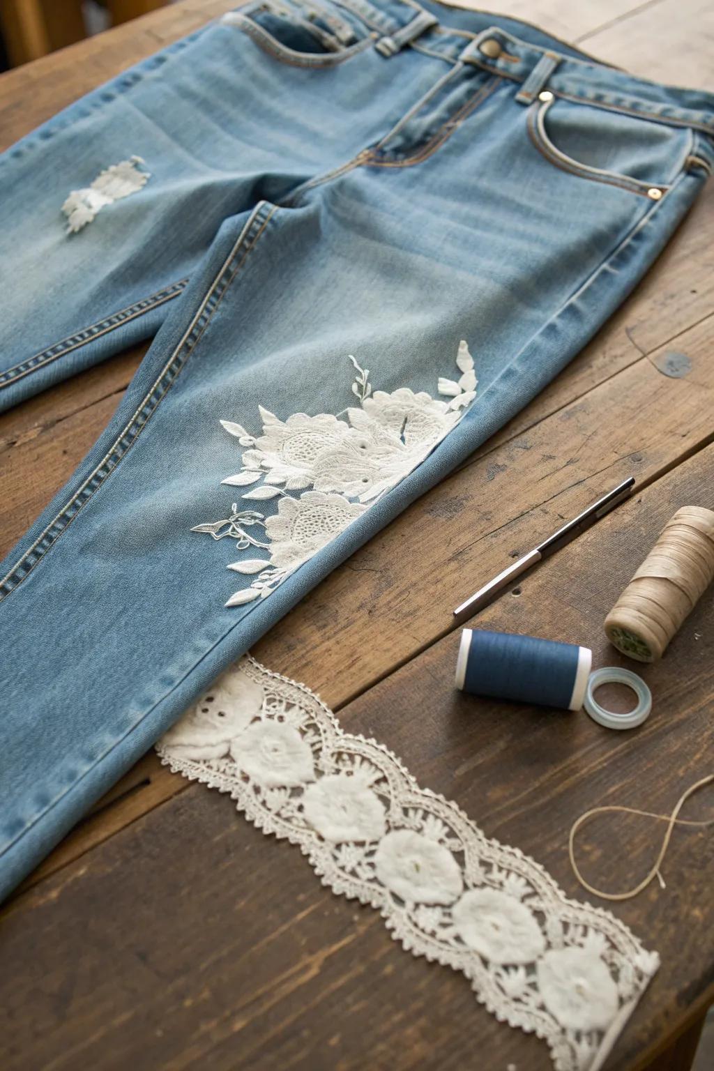 Add a touch of romance to your wardrobe with lace underlays for a chic, mended look.