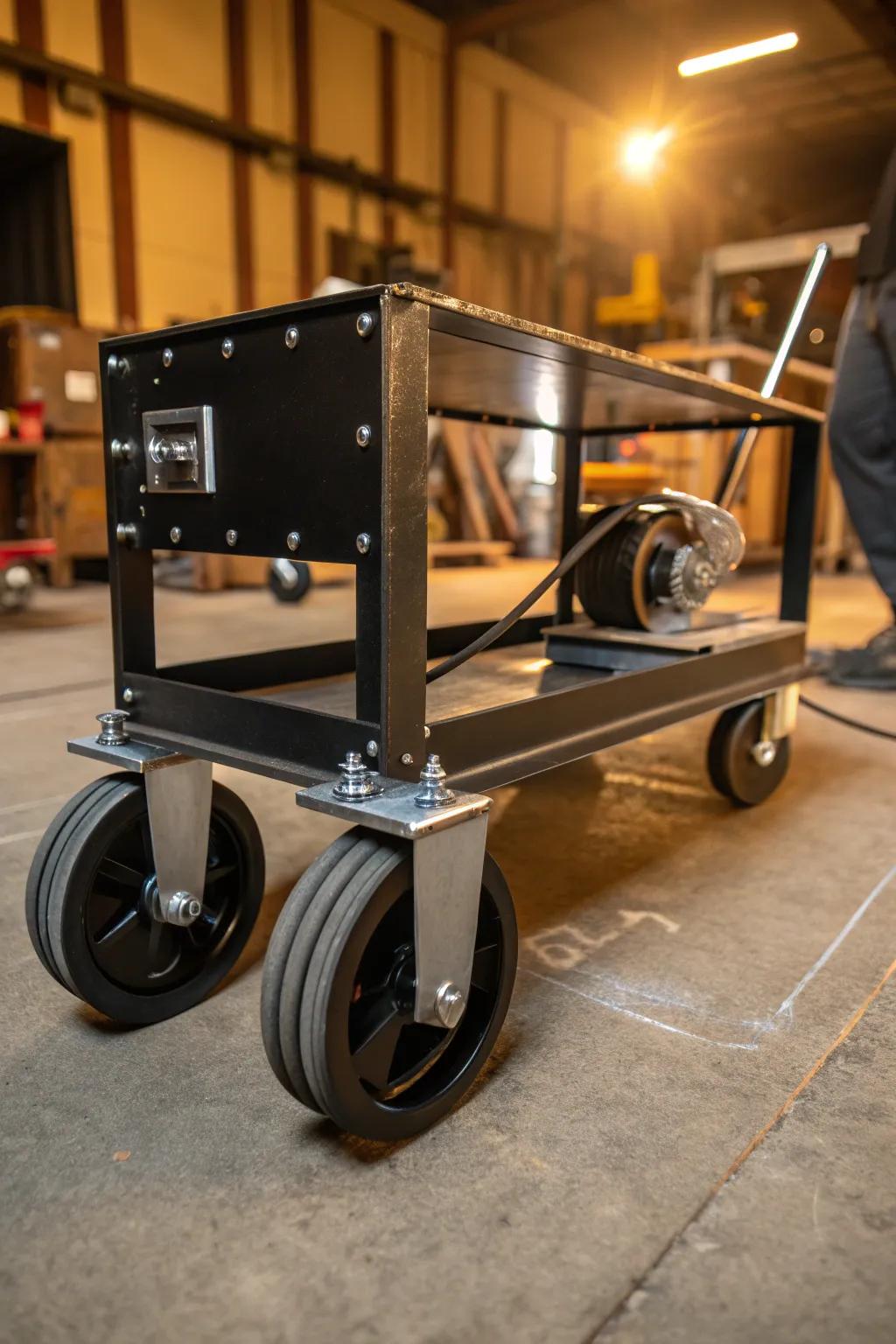 Ensure stability and precision with self-leveling casters on your welding cart. Perfect for those who value craftsmanship and reliability.