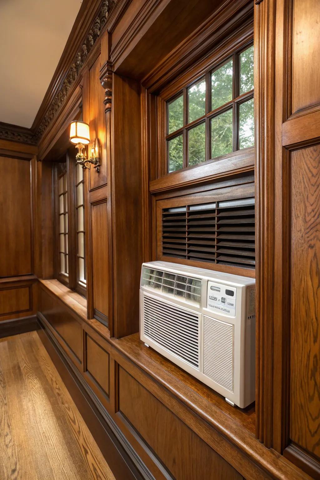 Blend in Style: Transform your AC unit into a seamless part of your decor with a touch of paint and craftsmanship.