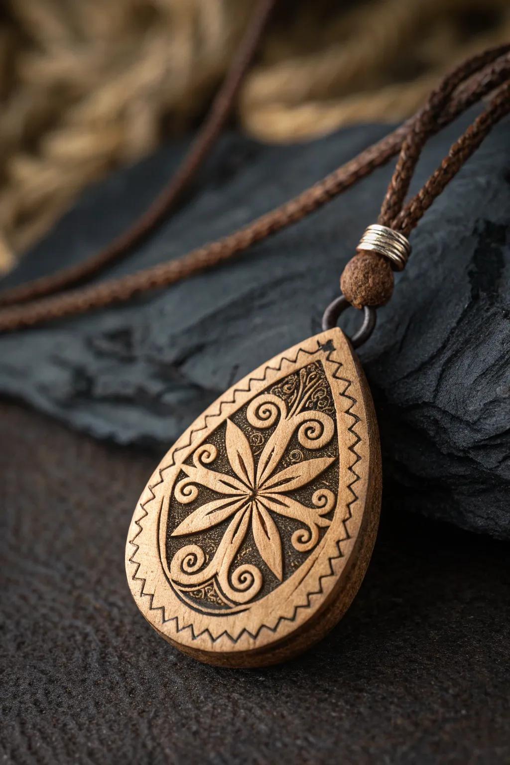 Elevate your style with handcrafted elegance: Discover the artistry of wood-burned jewelry.