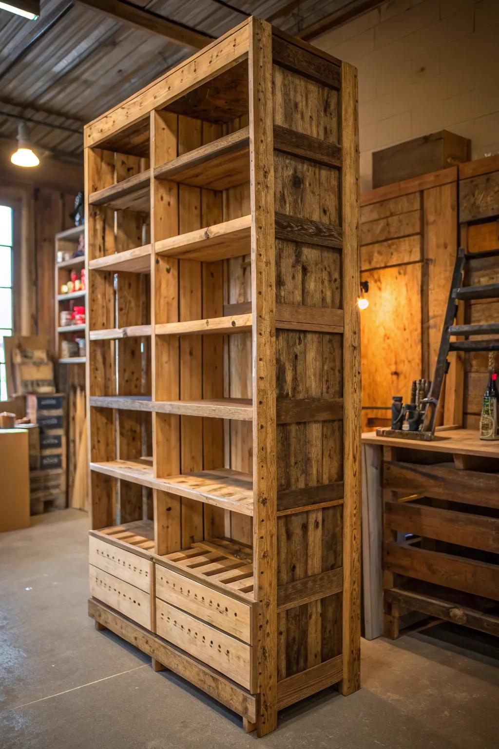 Transform your wood shop with character-rich, upcycled storage solutions.