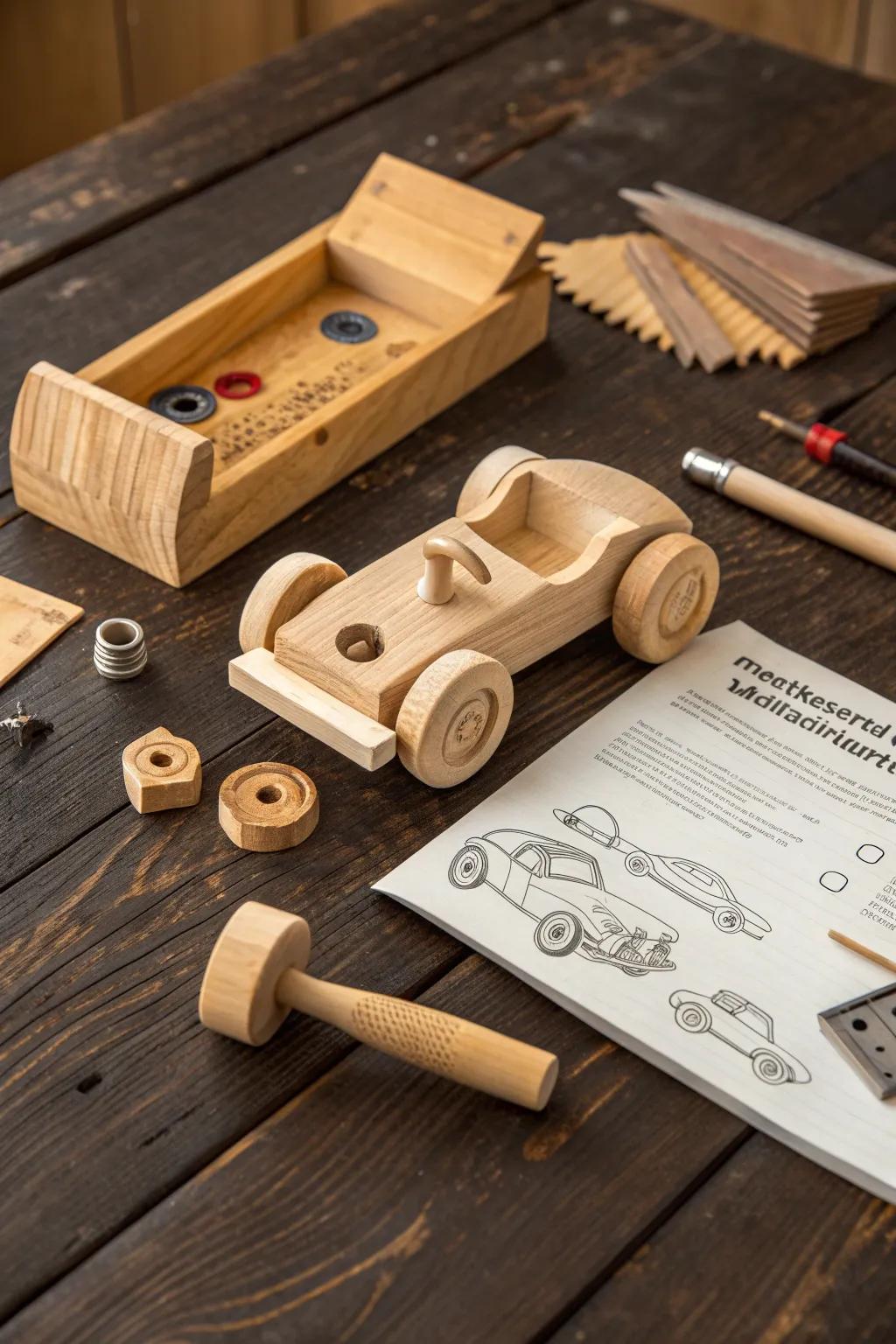 Ignite young minds with the art of woodworking through this exquisite wooden car educational kit.