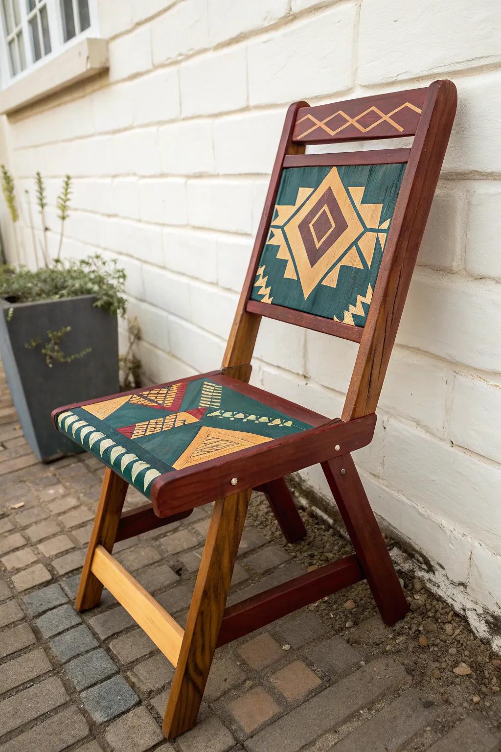 Transform your hallway with this upcycled chair masterpiece – where art meets functionality.