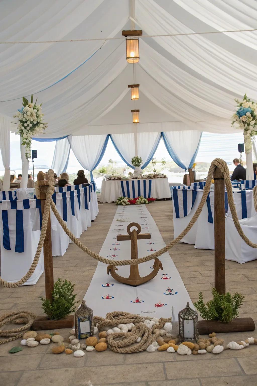 Nautical elements that add a seaside charm to the decor.