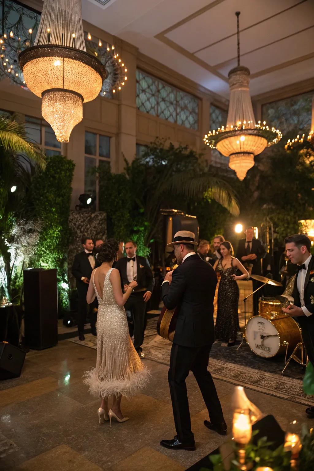 A glamorous Gatsby-inspired party setup.
