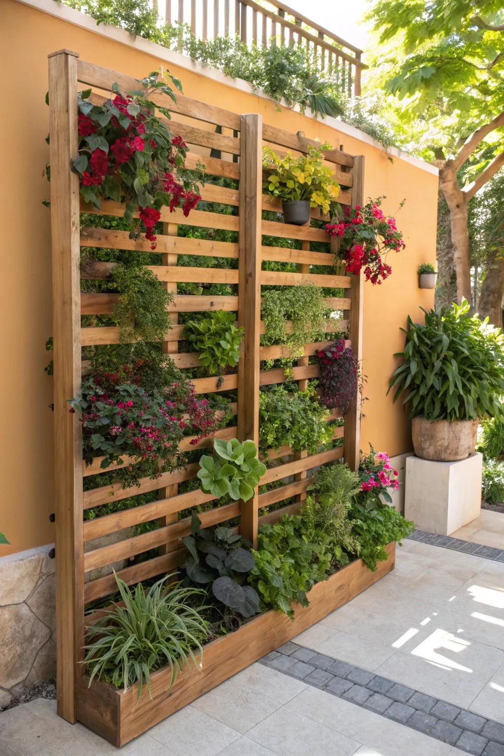 Elevate your outdoor space with a handcrafted vertical garden screen that blends beauty with functionality.