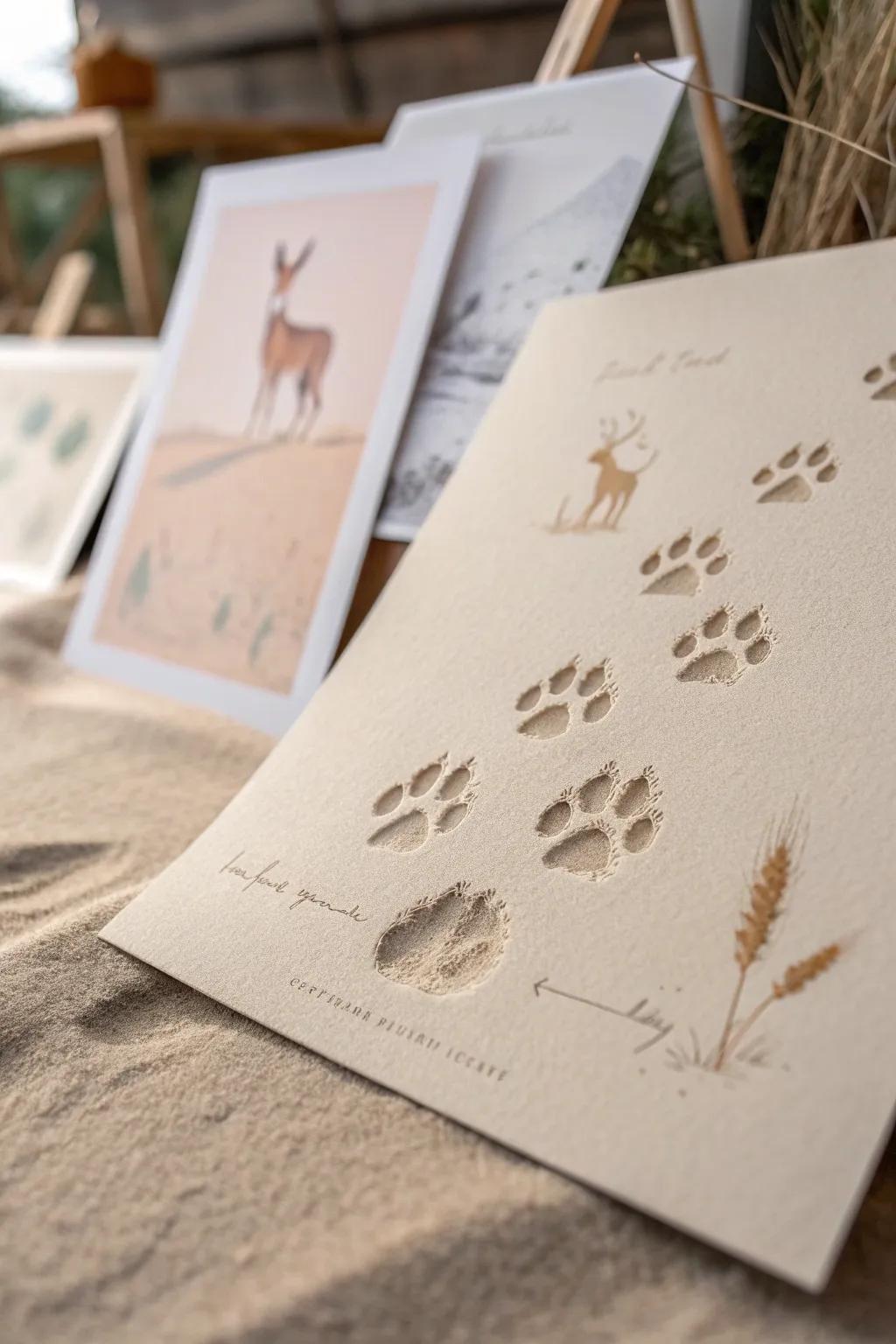 Embrace the mystery of the wild with this minimalist animal tracks poster – a perfect blend of Scandinavian simplicity and boho charm.