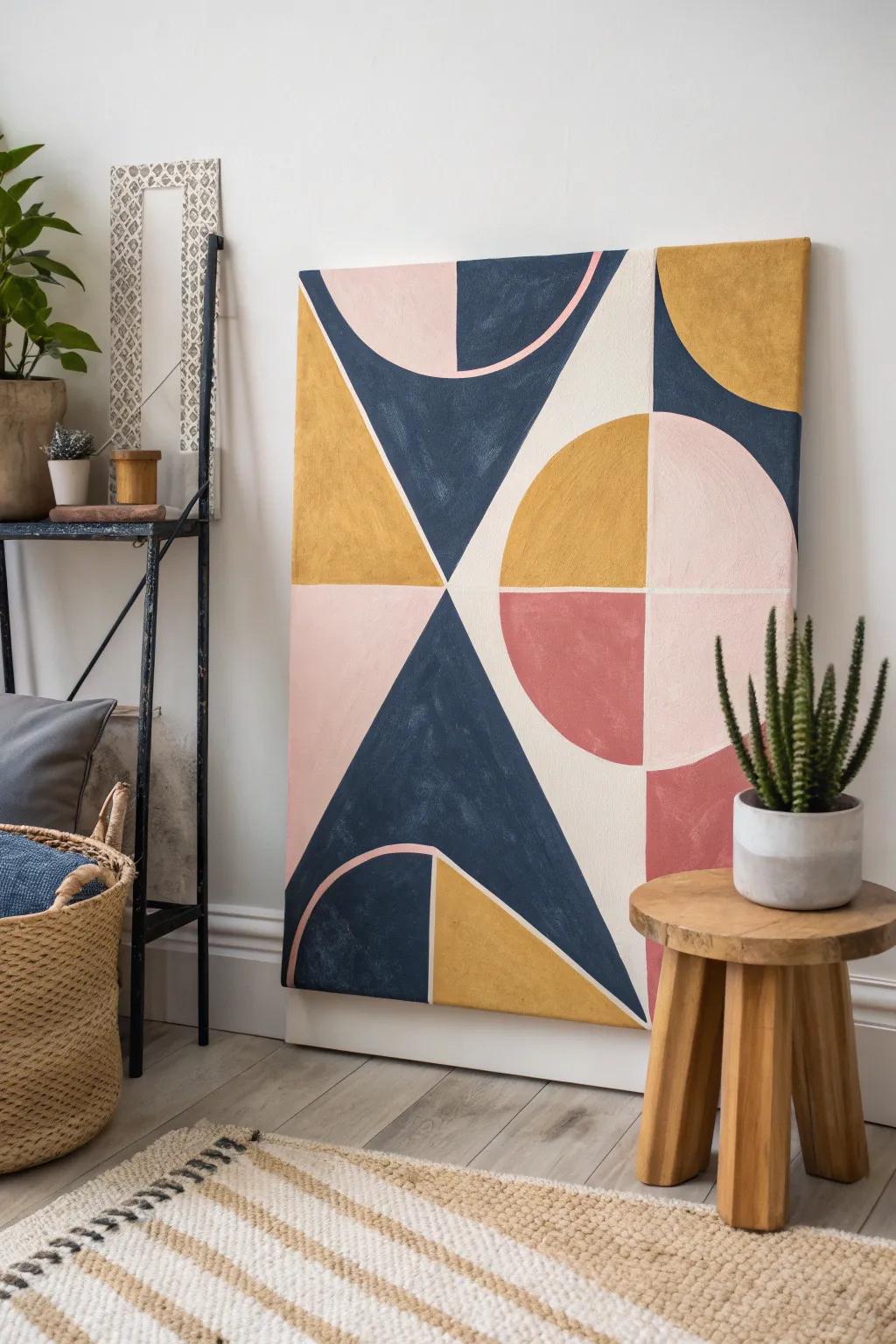 Explore the beauty of modern geometry with finger painting—bring bold colors and clean lines to life on your walls!