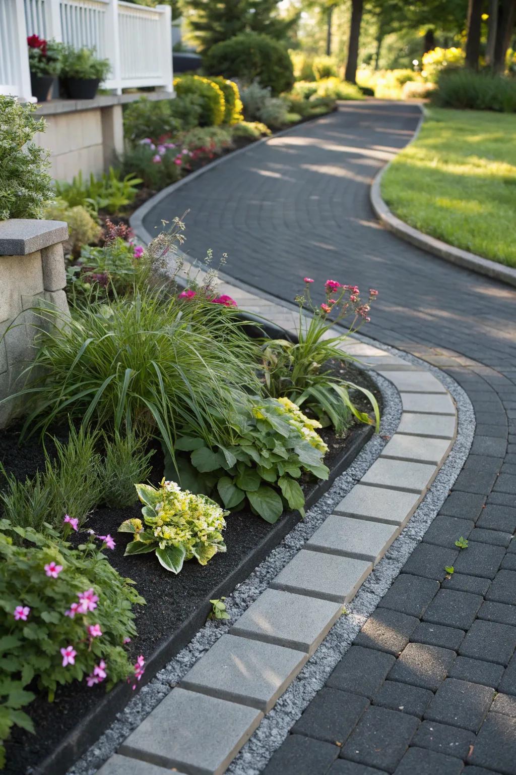 Elevate your walkway with nature's touch: Discover the art of integrated planting pockets.