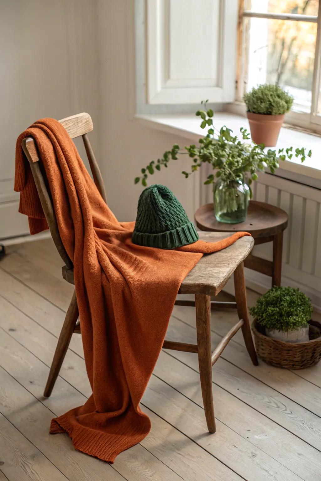 Embrace the warmth of autumn with a cozy pumpkin-inspired ensemble, perfect for staying snug and stylish at home.