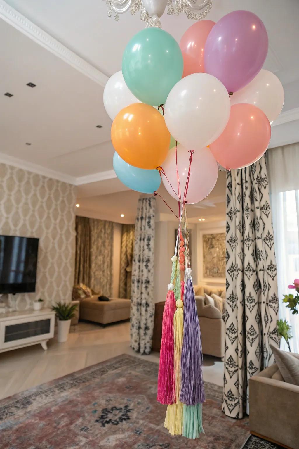 Balloon tassels add flair and movement to decorations.