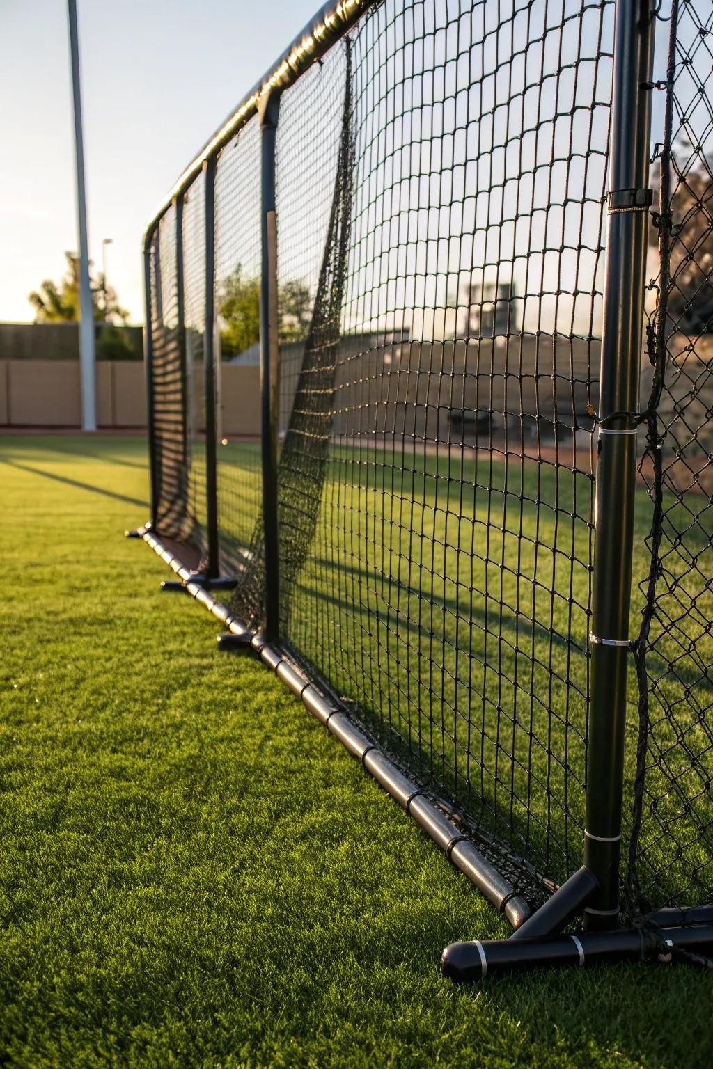 Craftsmanship meets safety: A meticulously designed safety screen for your backyard batting cage.