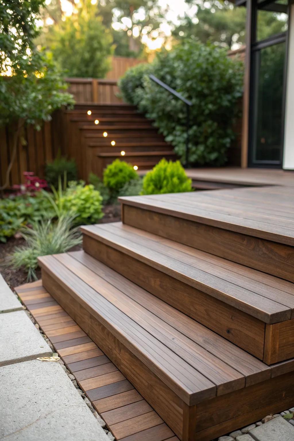 Elevate your outdoor space with the elegance of floating steps.