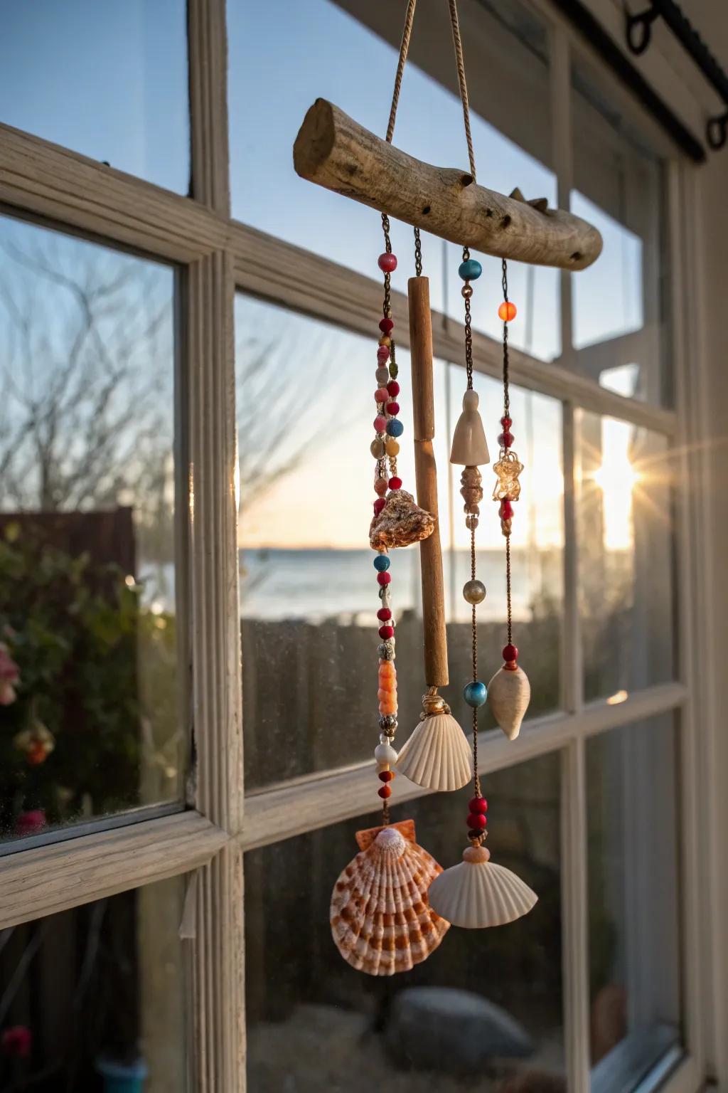 Enjoy sea melodies at home with a seashell wind chime.