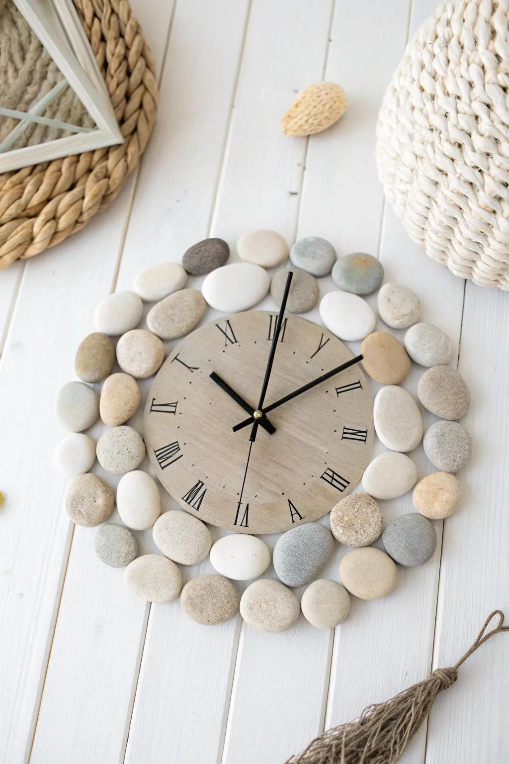Embrace the art of time with a stunning pebble clock that marries simplicity and nature. Perfect for adding a touch of serenity to your space.