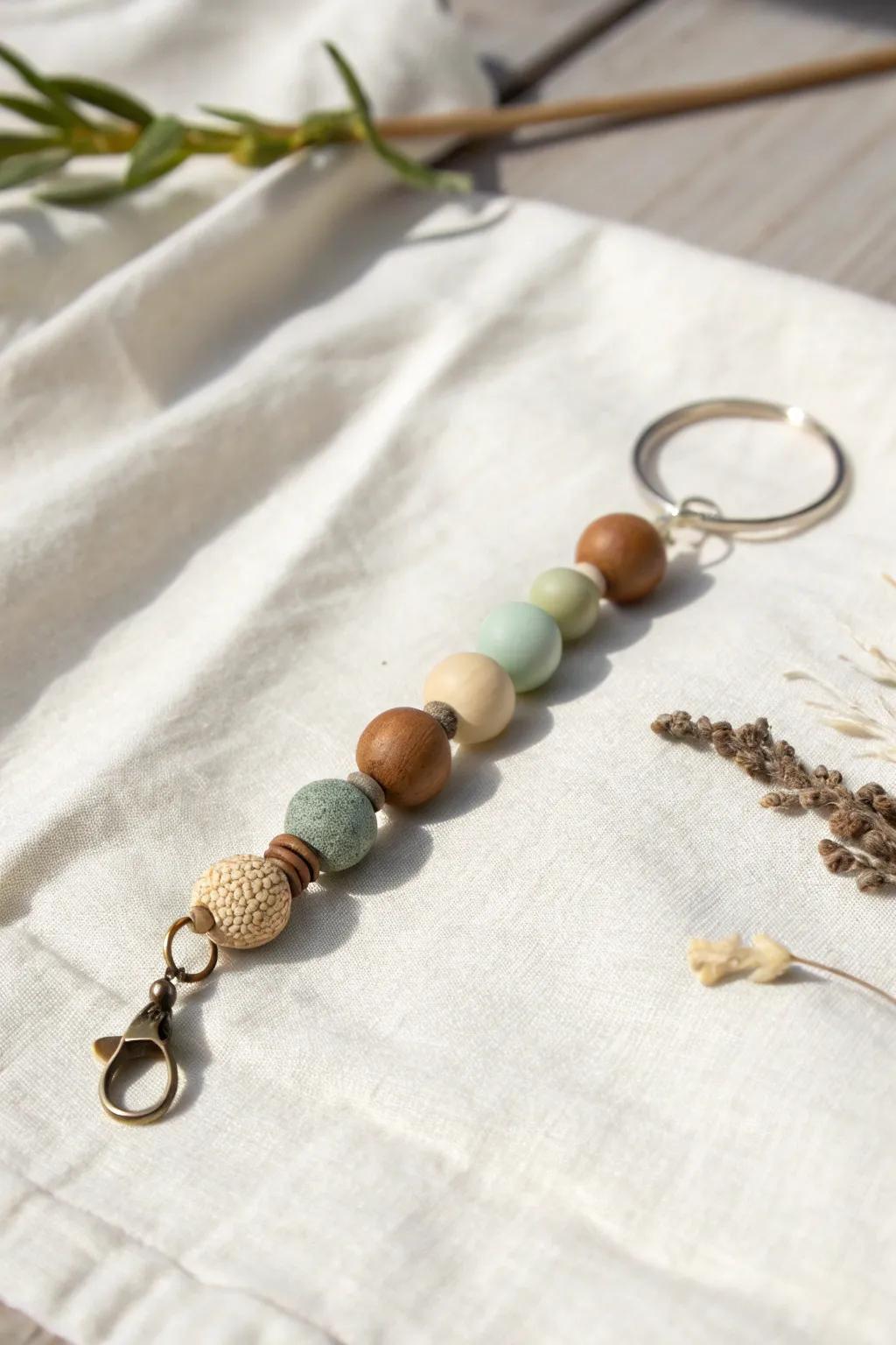 Craft with a conscience: Embrace eco-friendly elegance with recycled bead keychains. #EcoChic #SustainableStyle