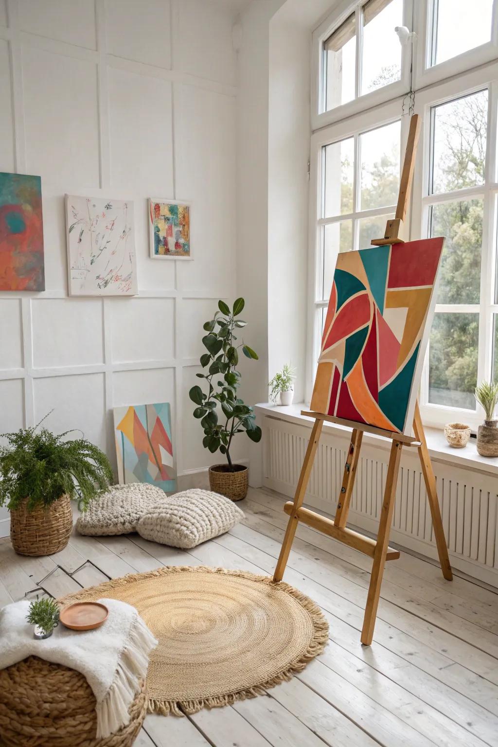 Embrace your emotions with abstract art – where bold colors and freeform shapes come alive in minimalist beauty.