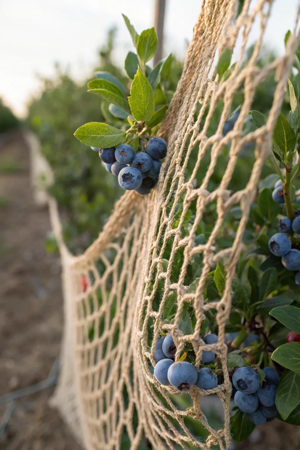 Eco-friendly elegance: Protect your blueberries with natural fiber nets.