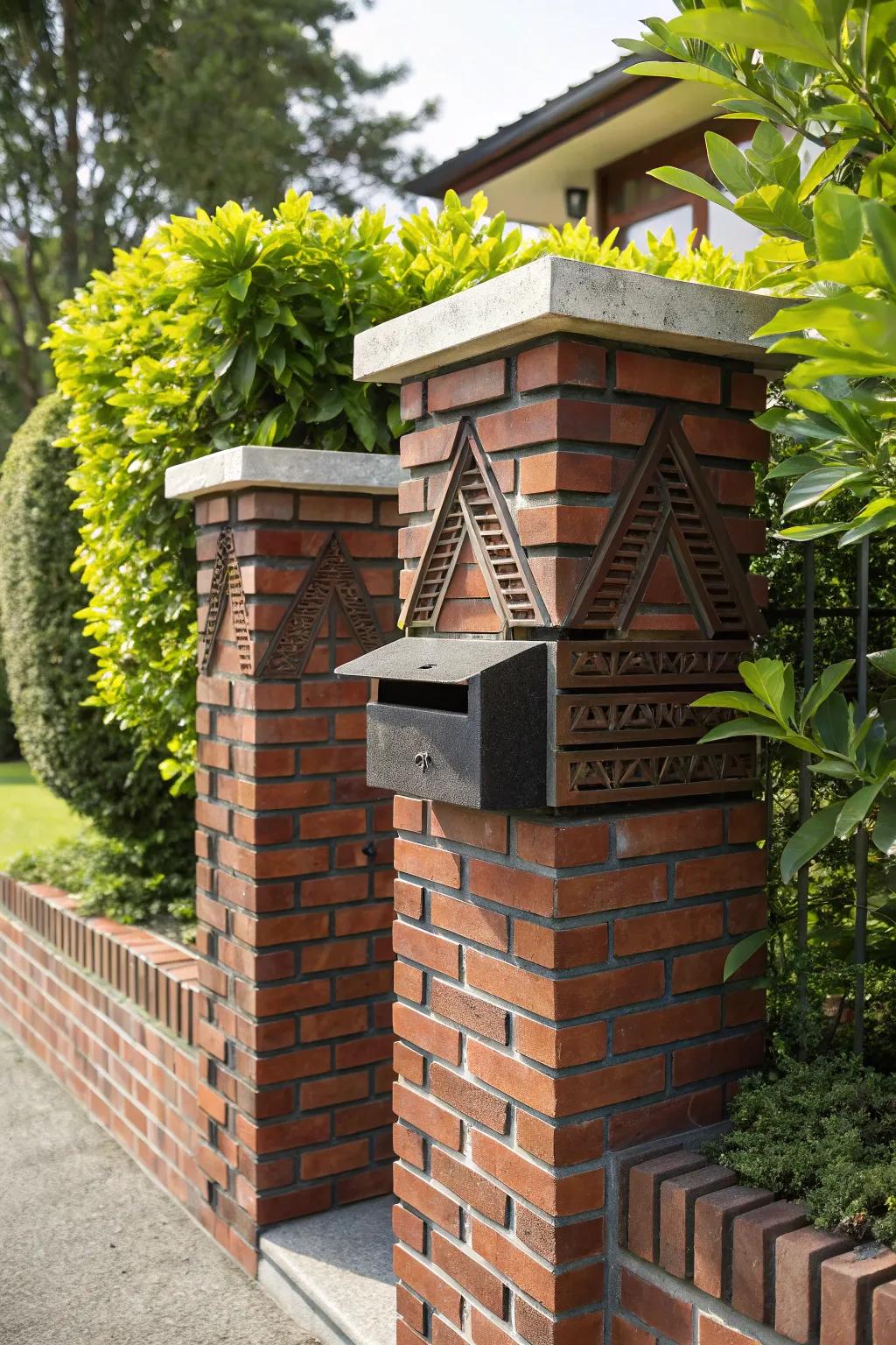 Modern Elegance: A Geometric Brick Mailbox Masterpiece