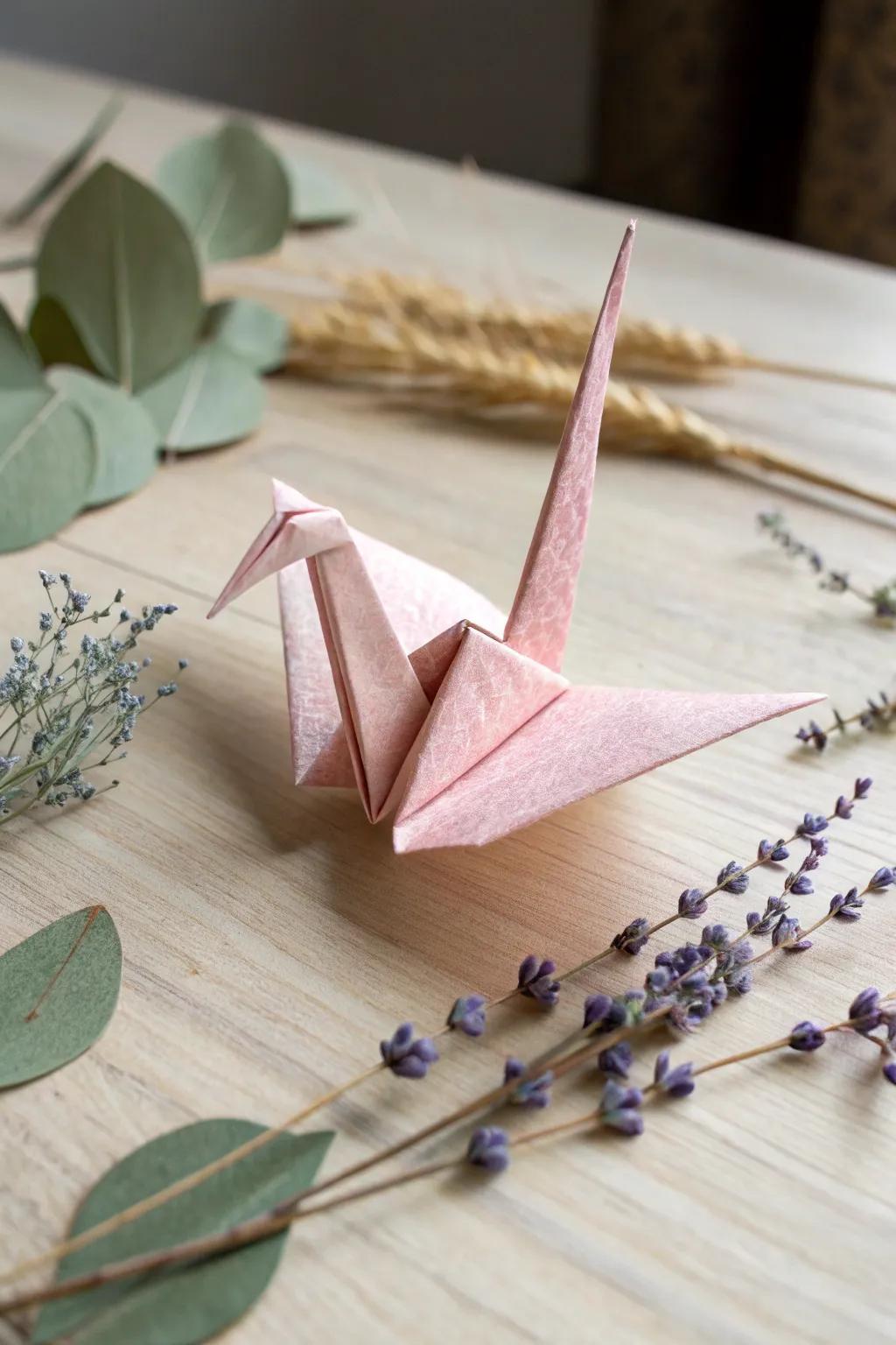 Embrace peace and happiness with handcrafted origami cranes – a whimsical touch to your bridal shower favors.