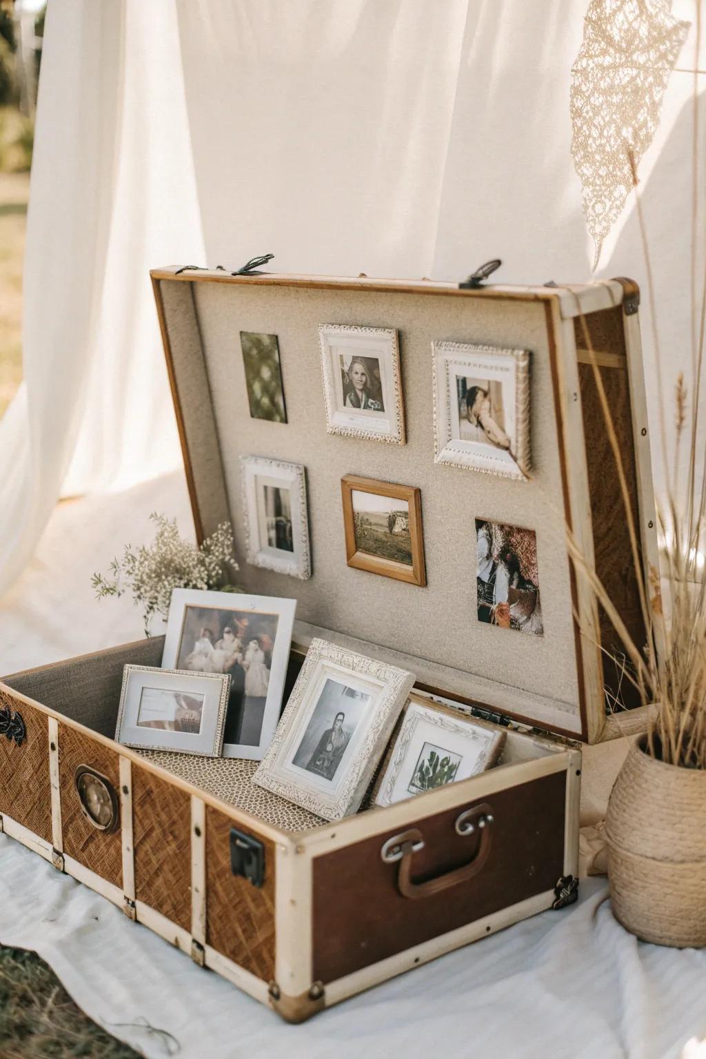 Transform your camp trunk into a heartfelt memory keeper with charming photo frames, bringing a piece of home wherever you go.