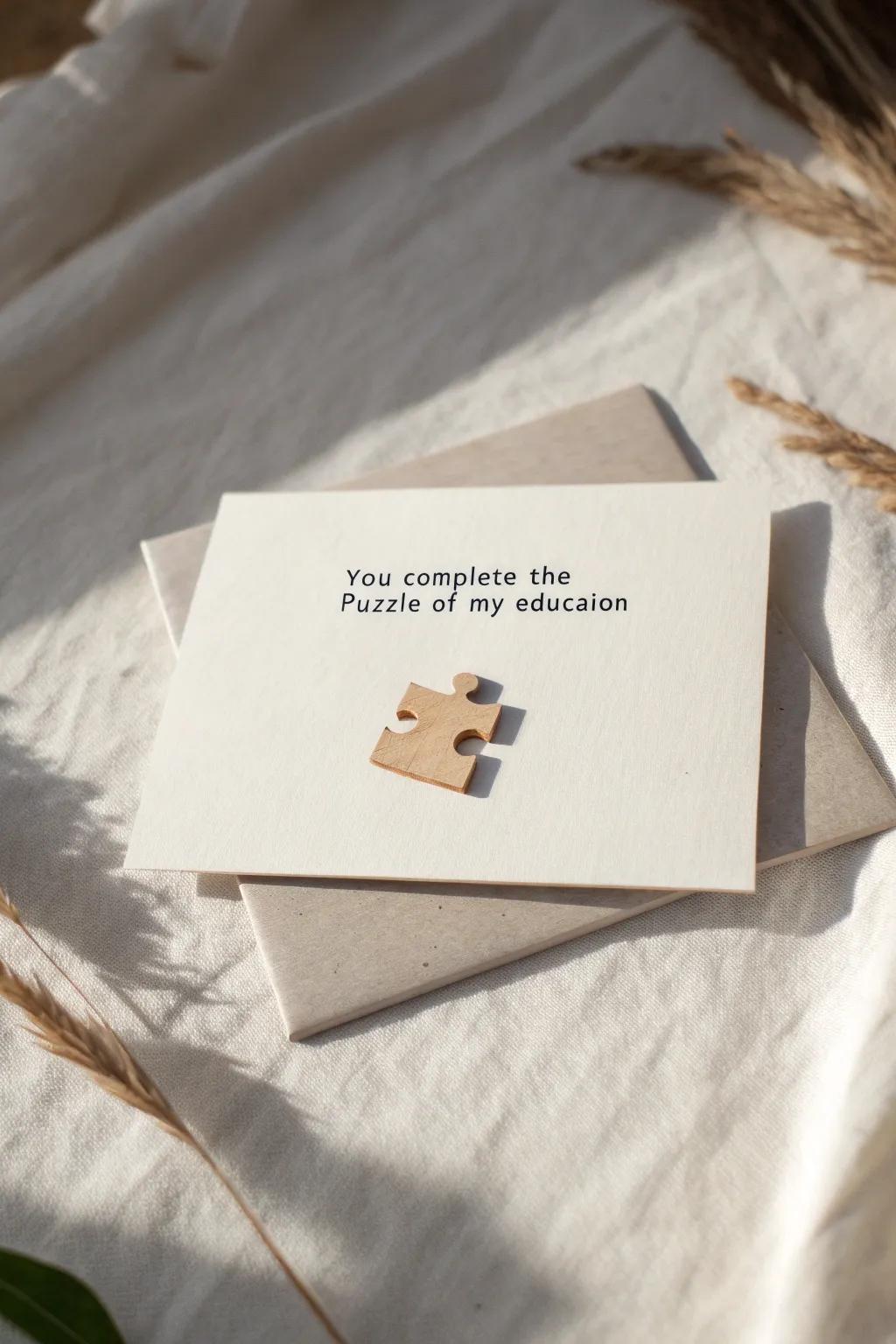 A heartfelt puzzle piece card: simplicity, beauty, and gratitude in one perfect gesture.