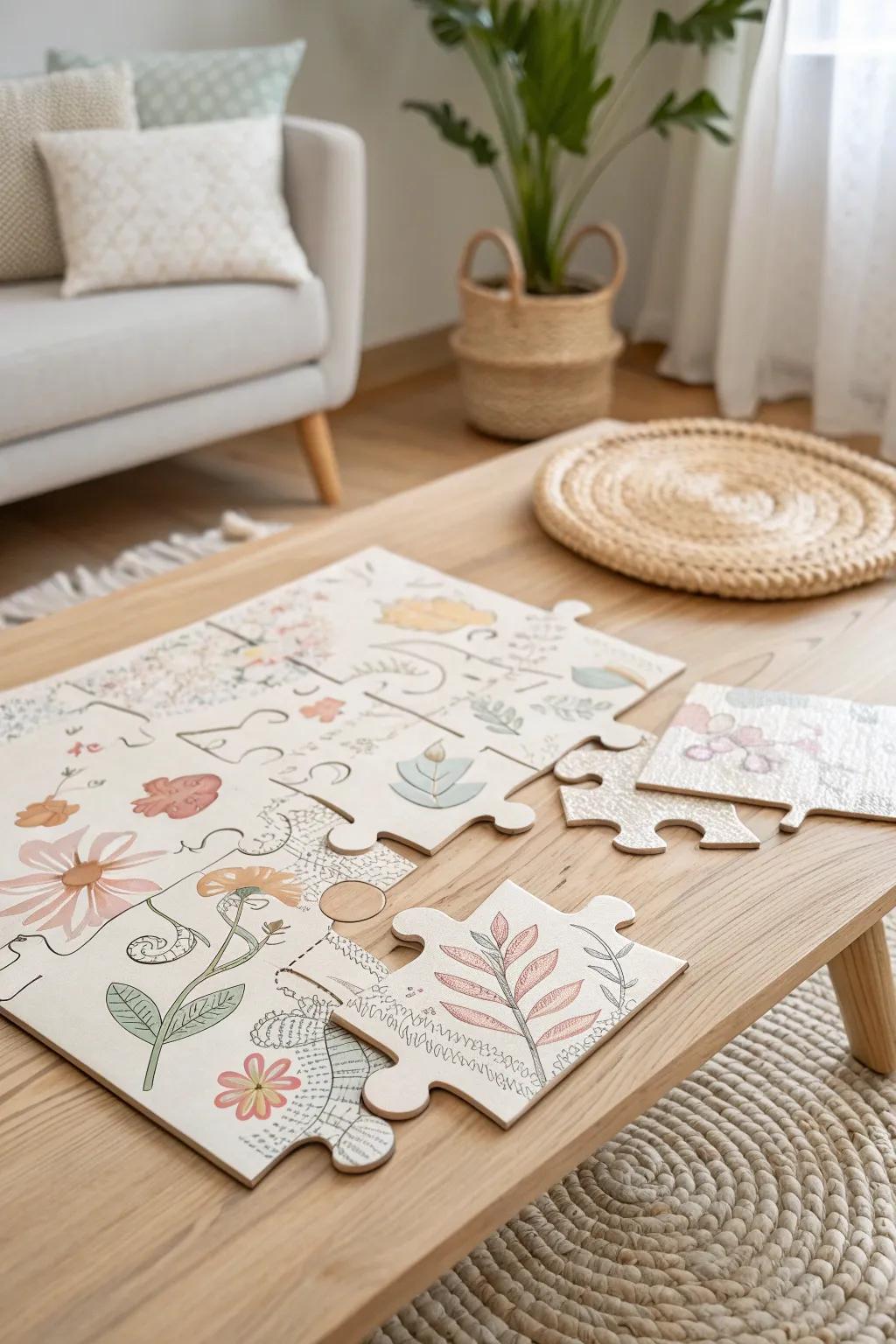 Piece by piece, discover the joy of a handcrafted giant puzzle. Perfect for sparking conversations and creativity!