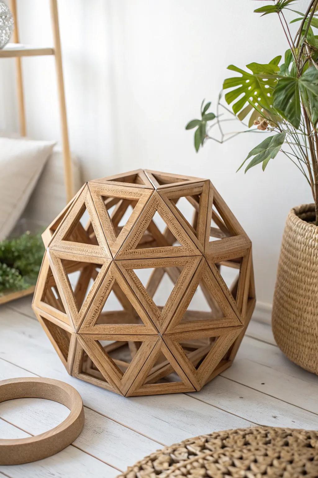 Explore the art of interlocking cardboard sculptures, where simplicity meets craftsmanship in a stunning minimalist design.