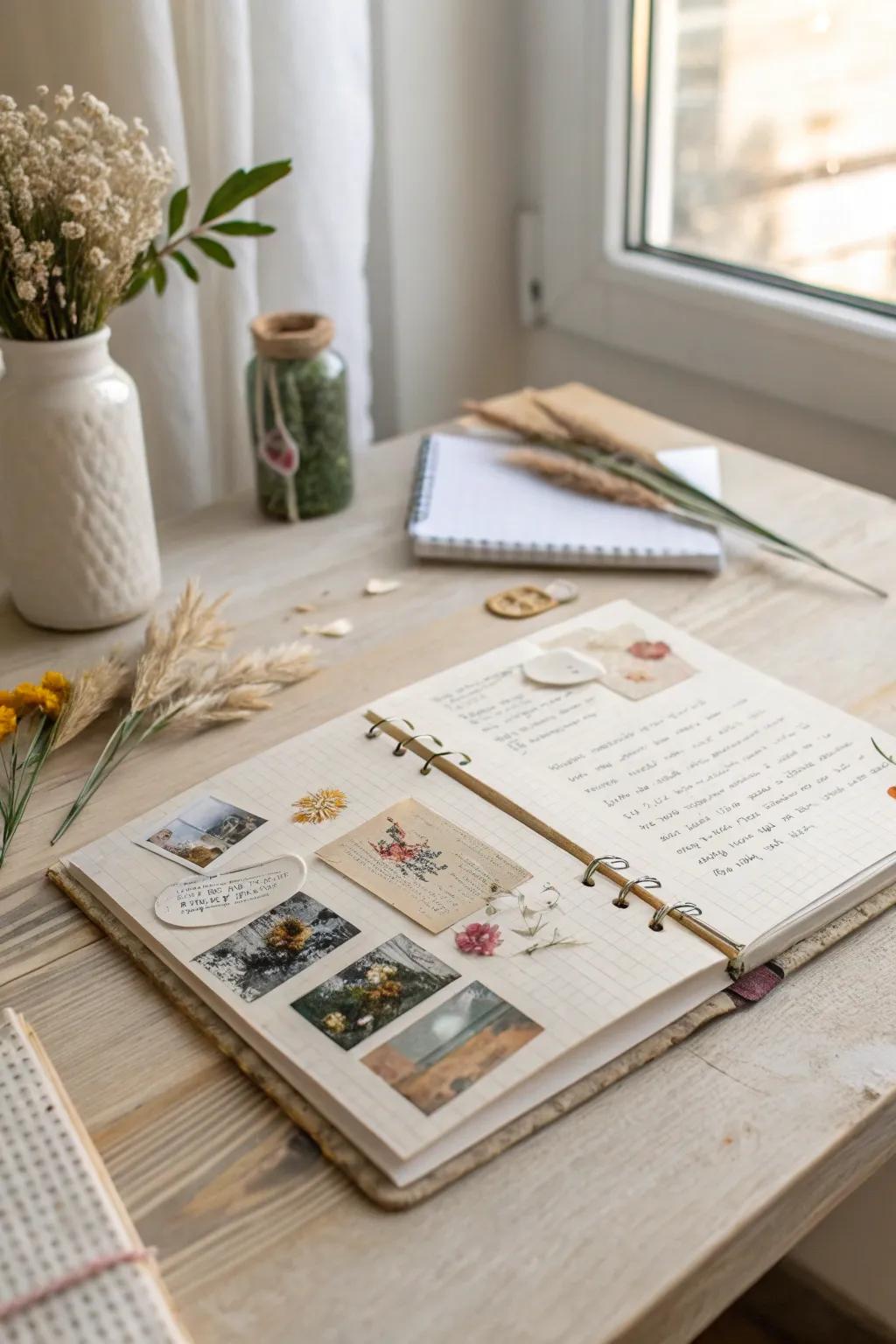 Craft your story with a touch of artistry in a personalized collage journal.