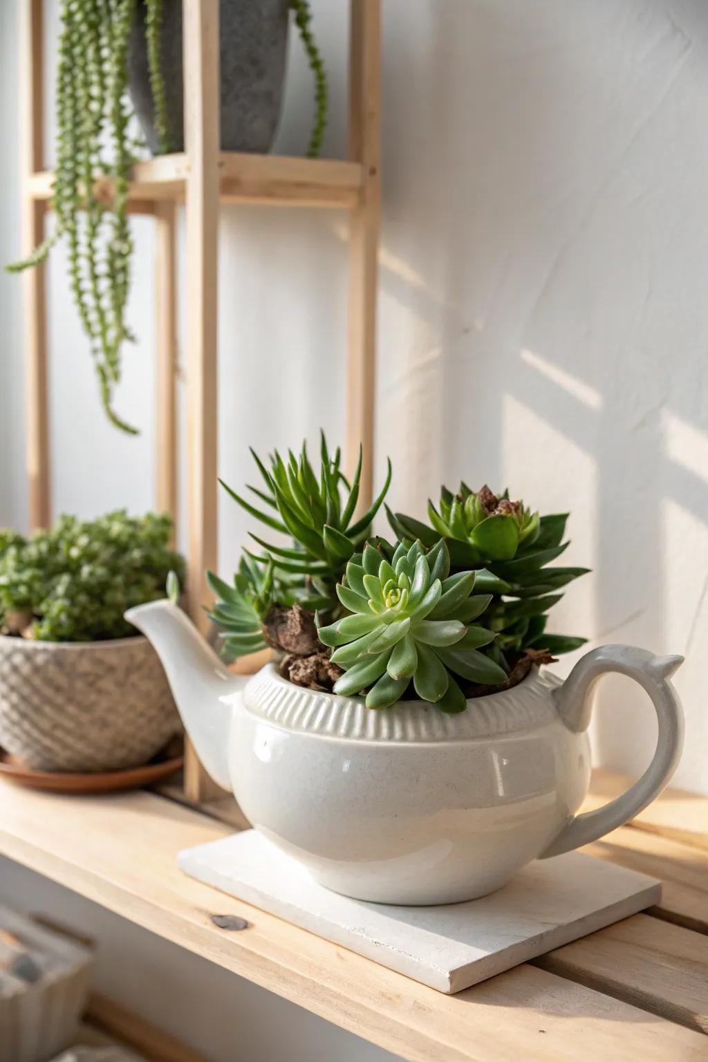 Breathe new life into your space with a charming teapot planter—where creativity meets nature.