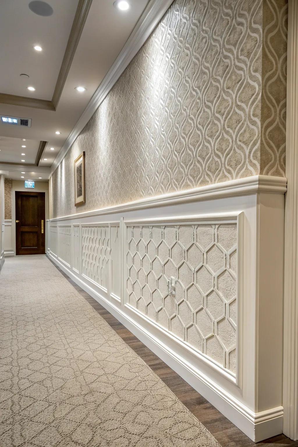 Elevate your walls with the timeless charm of detailed drywall wainscoting.