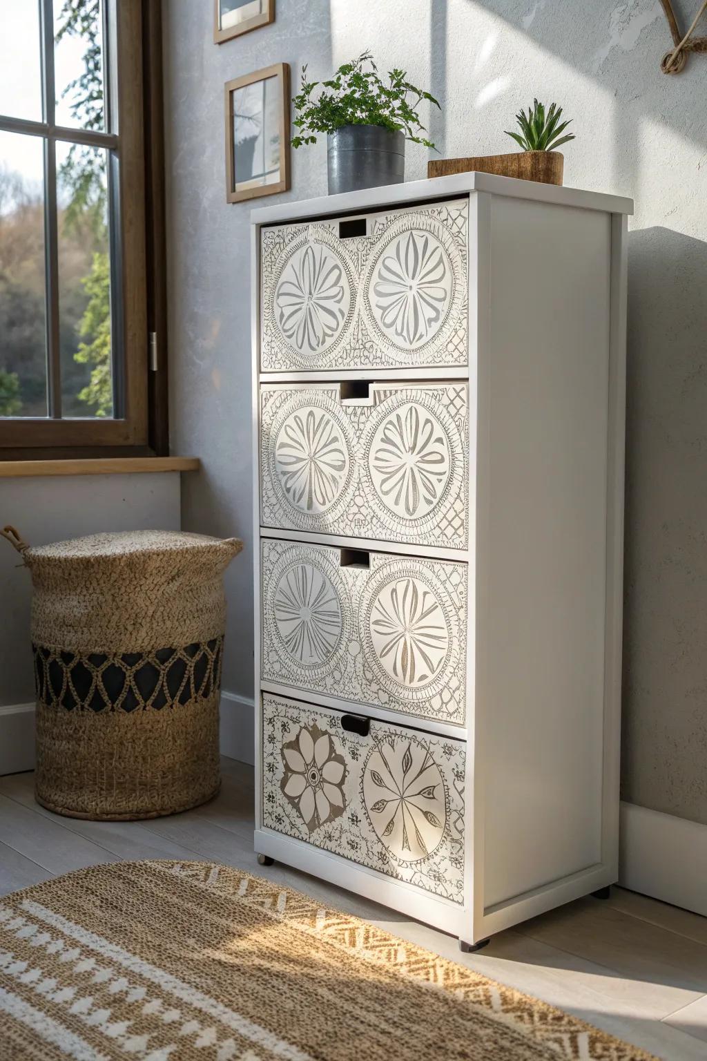 Transform your space with a touch of vintage glamour - tin tiles meet minimalist elegance.