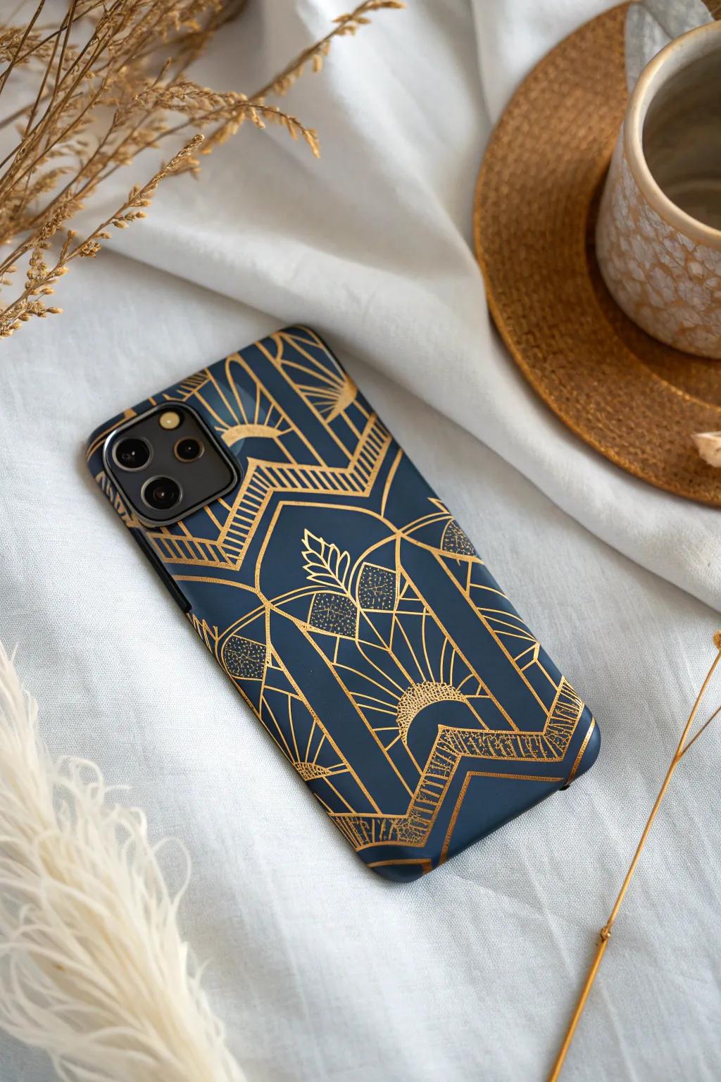 Transform your phone into a masterpiece with Art Deco elegance.