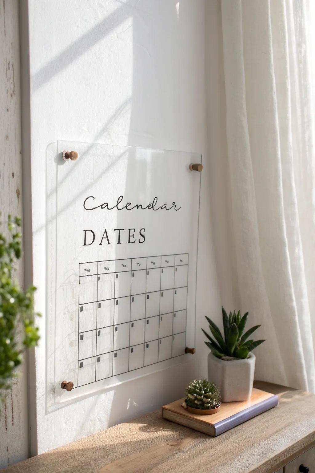 Elevate your planning game with this chic clear acrylic calendar – where minimalism meets elegance.