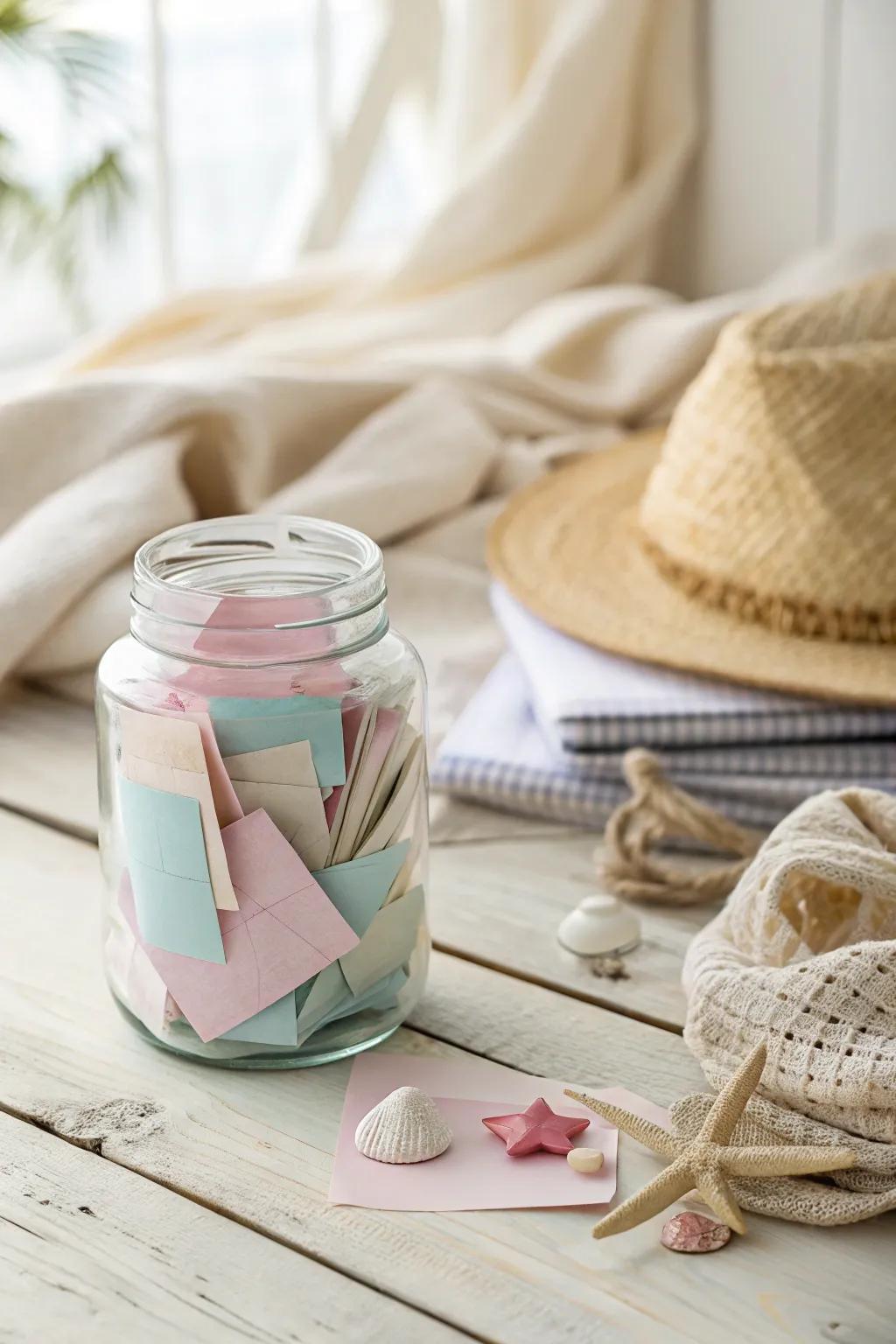 Capture the spirit of spontaneous adventure with a chic date jar filled with weekend getaway ideas.