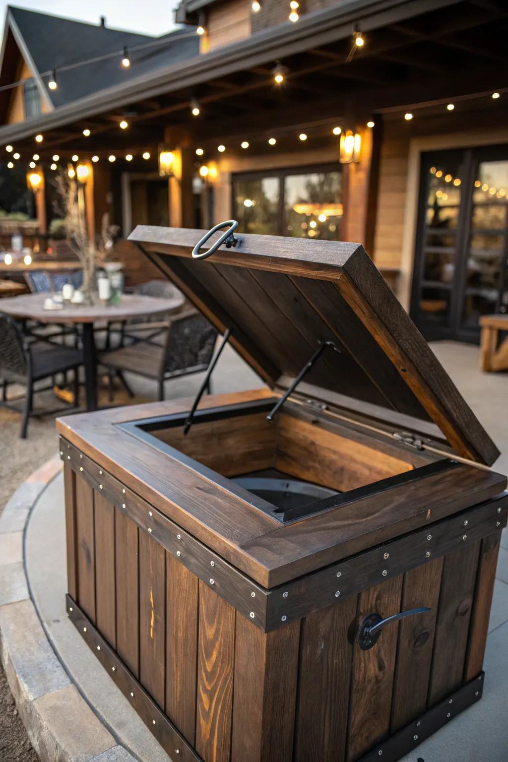 Elevate your firepit experience with a custom adjustable cover that blends craftsmanship with versatility.