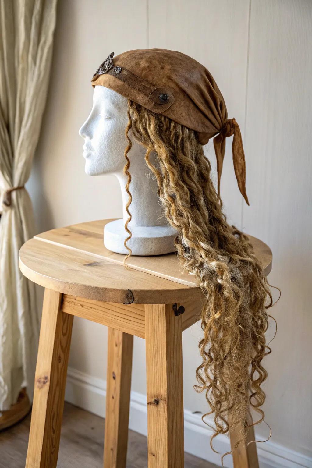 Embrace your inner pirate with a wild, sea-worthy wig that adds a touch of adventure to your DIY costume.