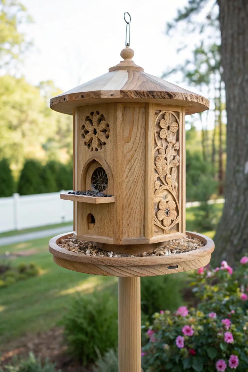 Elevate your garden with a playful touch of elegance—introducing the handcrafted rotating squirrel feeder.