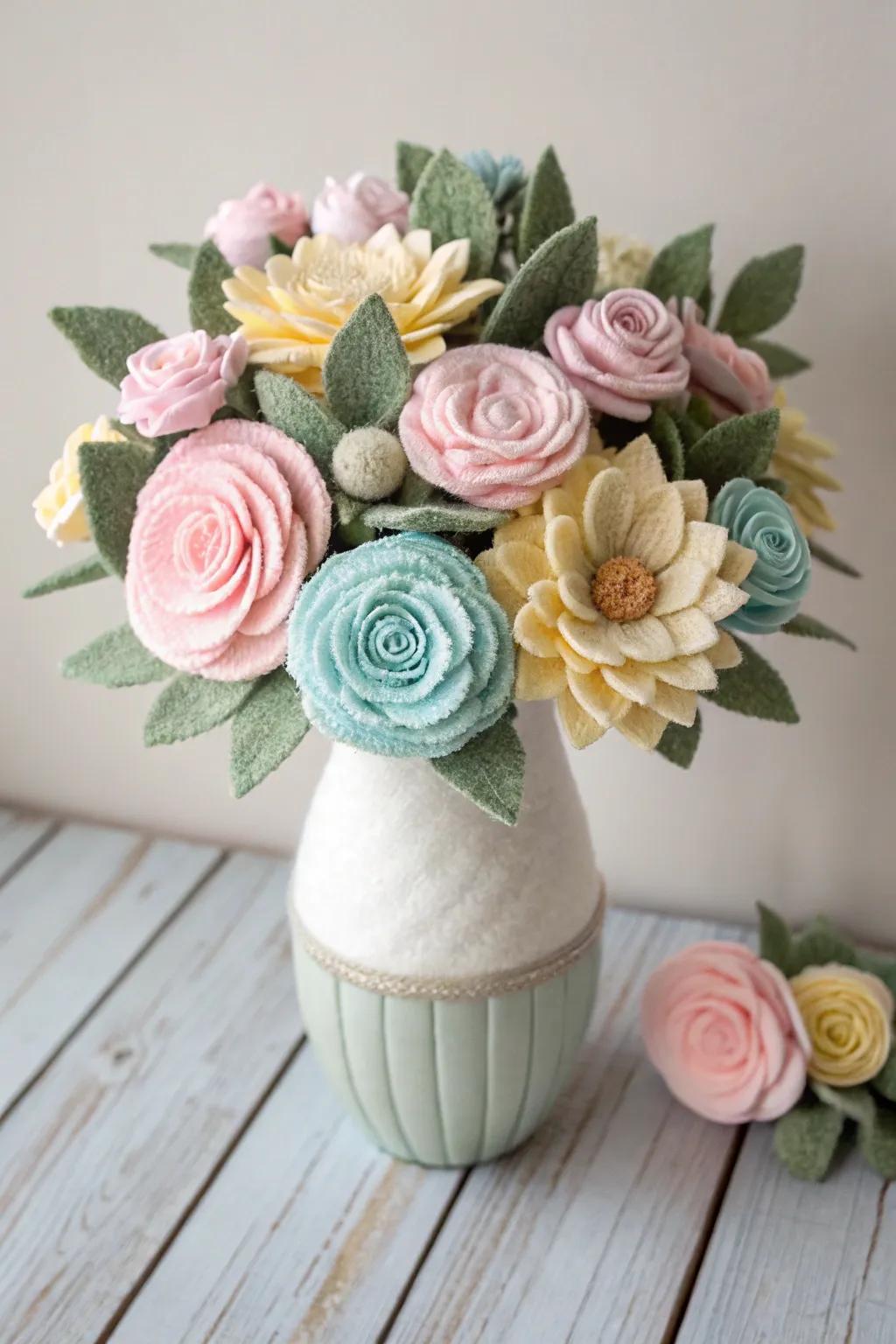 Brighten up your space with a timeless felt flower bouquet—no watering needed!