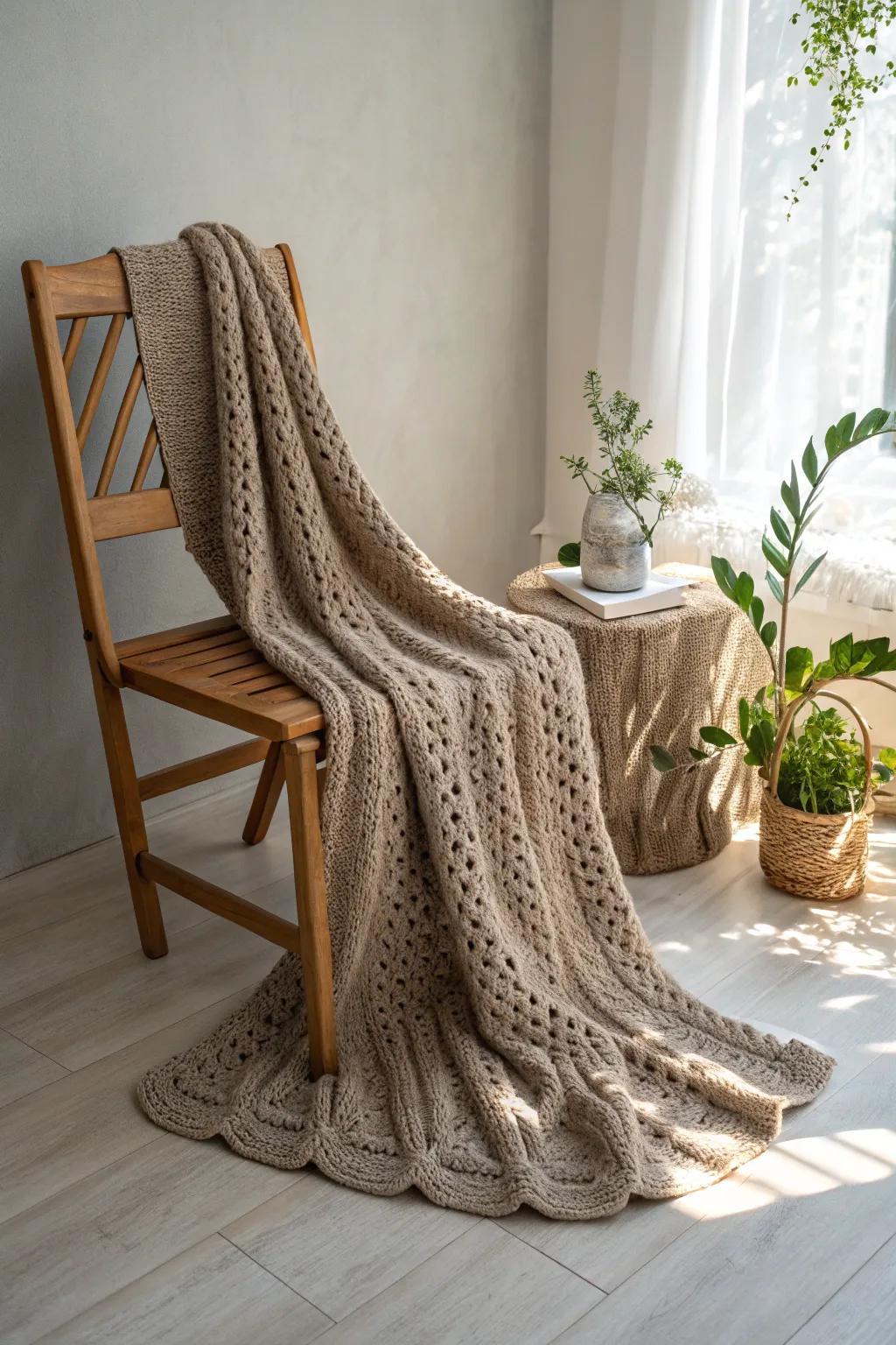 Embrace simplicity with a sophisticated single-color crochet blanket, where minimalism meets luxury.