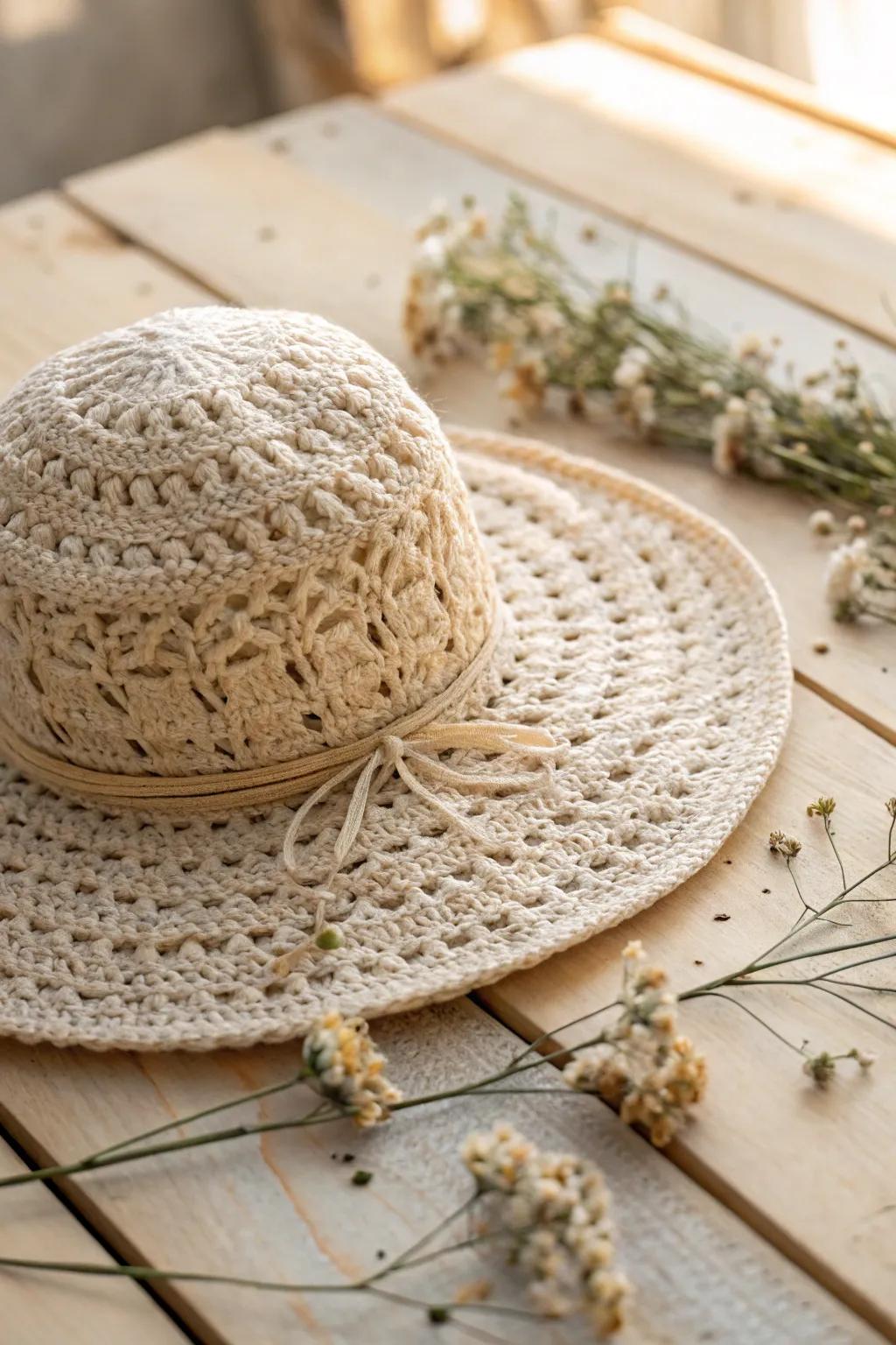 Embrace sunny days with a handmade crochet sun hat that blends minimalism with boho elegance.