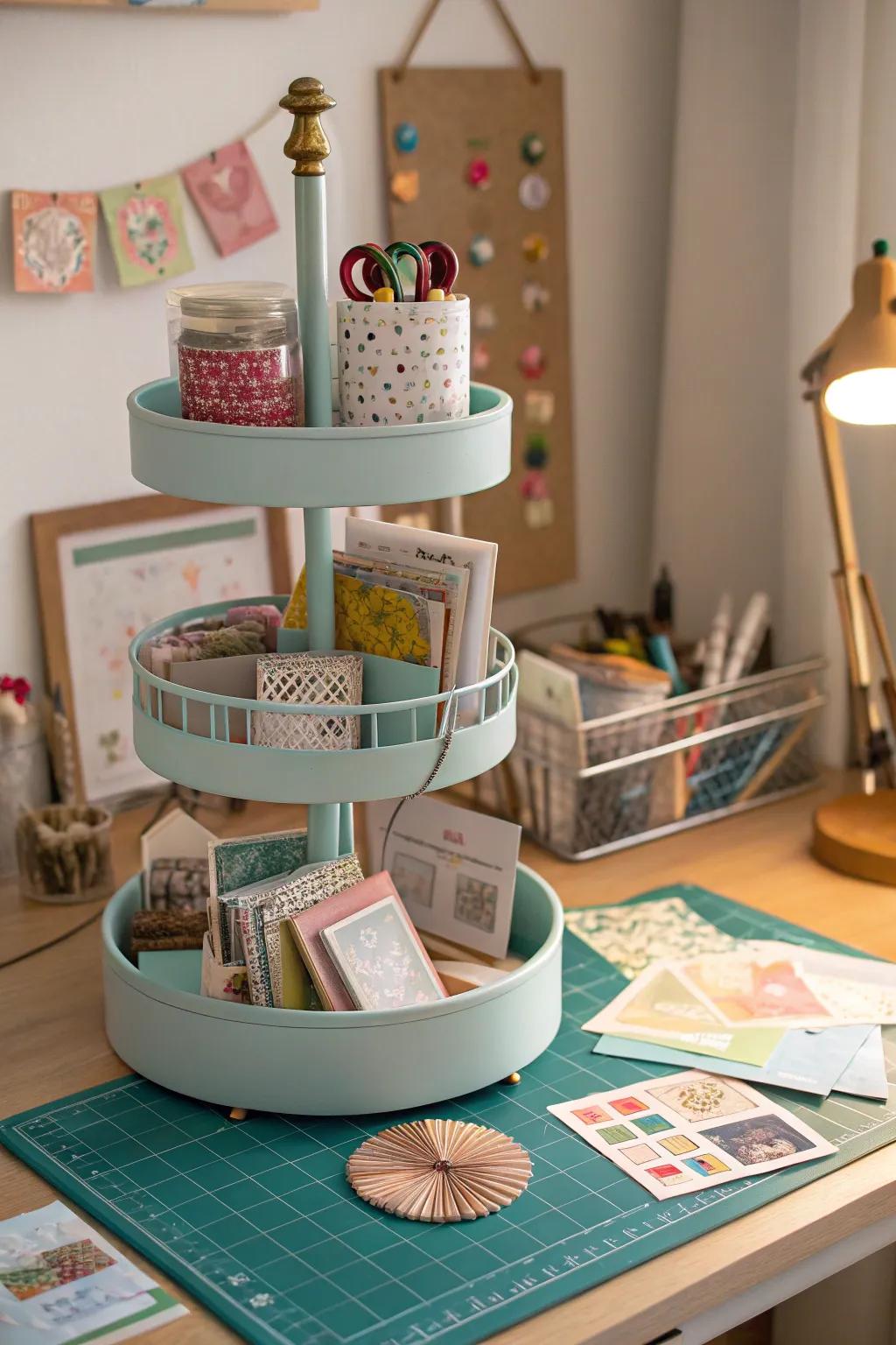 A rotating display adds a fun, interactive element to storage.