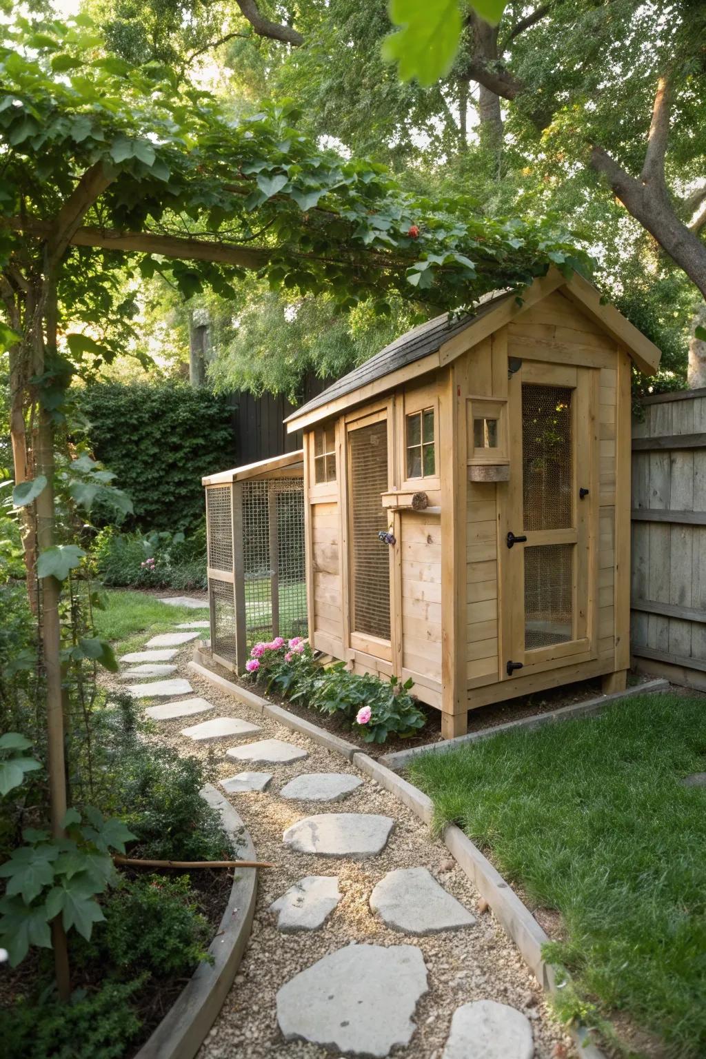 Discover serenity in your backyard with a hidden garden coop oasis.