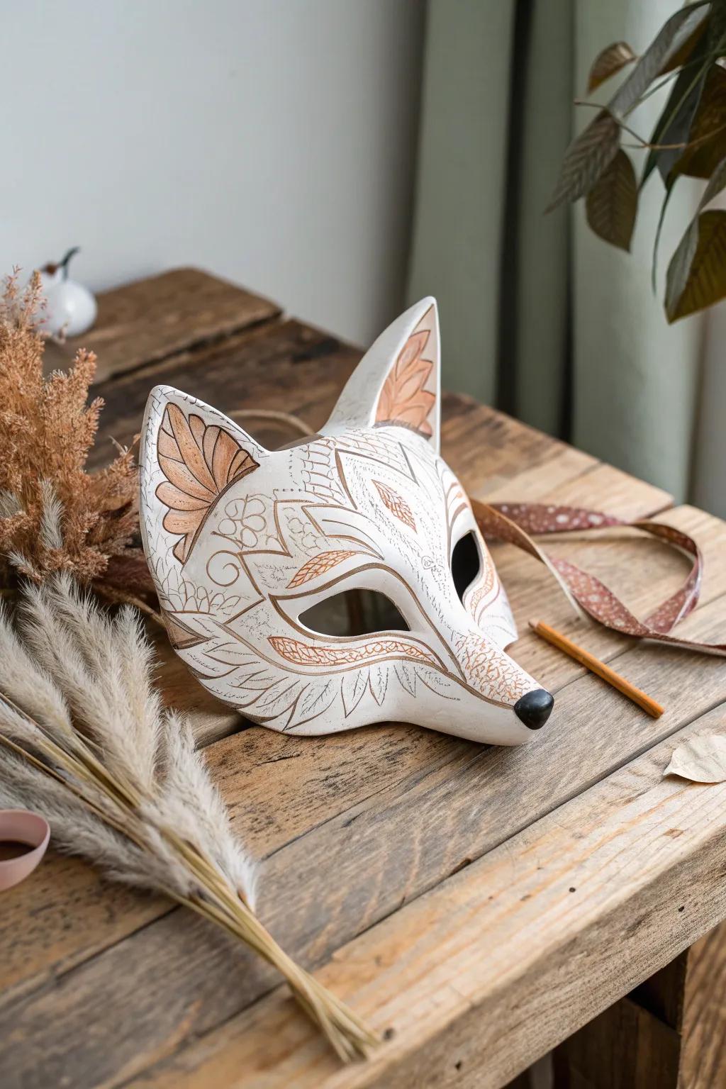Unleash your creativity with this charming and customizable fox mask, where Scandinavian simplicity meets Boho beauty.