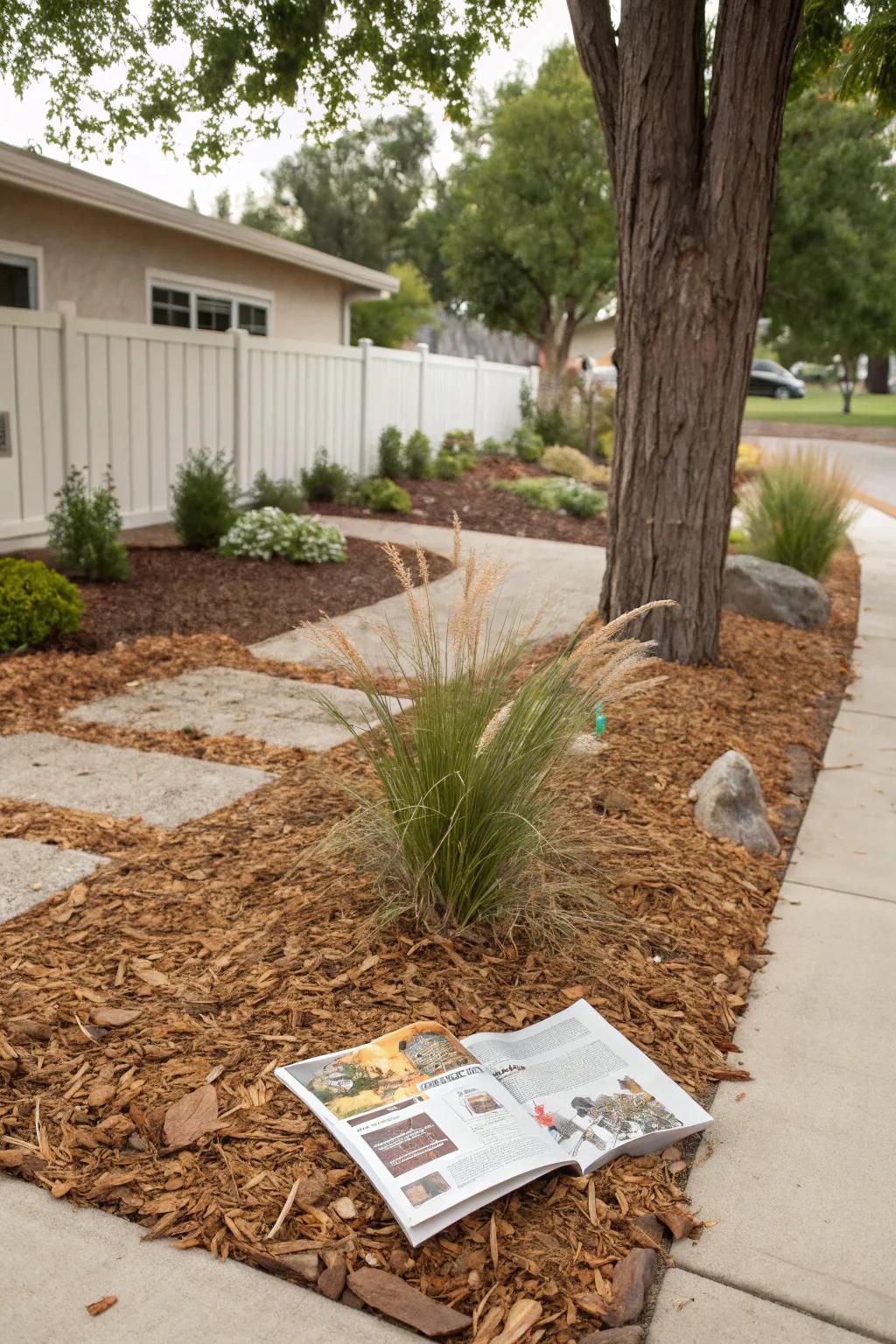 Harness the power of nature with eco-friendly mulch layers—beauty in simplicity.
