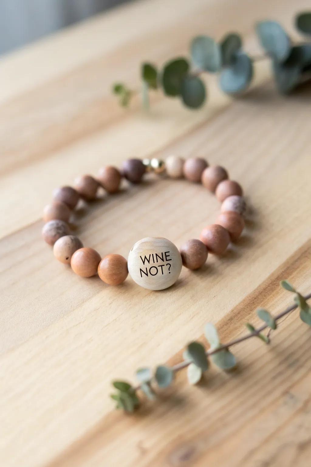 Sassy Sips: Embrace your playful side with this 'Wine Not?' bead bracelet, perfect for wine lovers who appreciate minimalist elegance.
