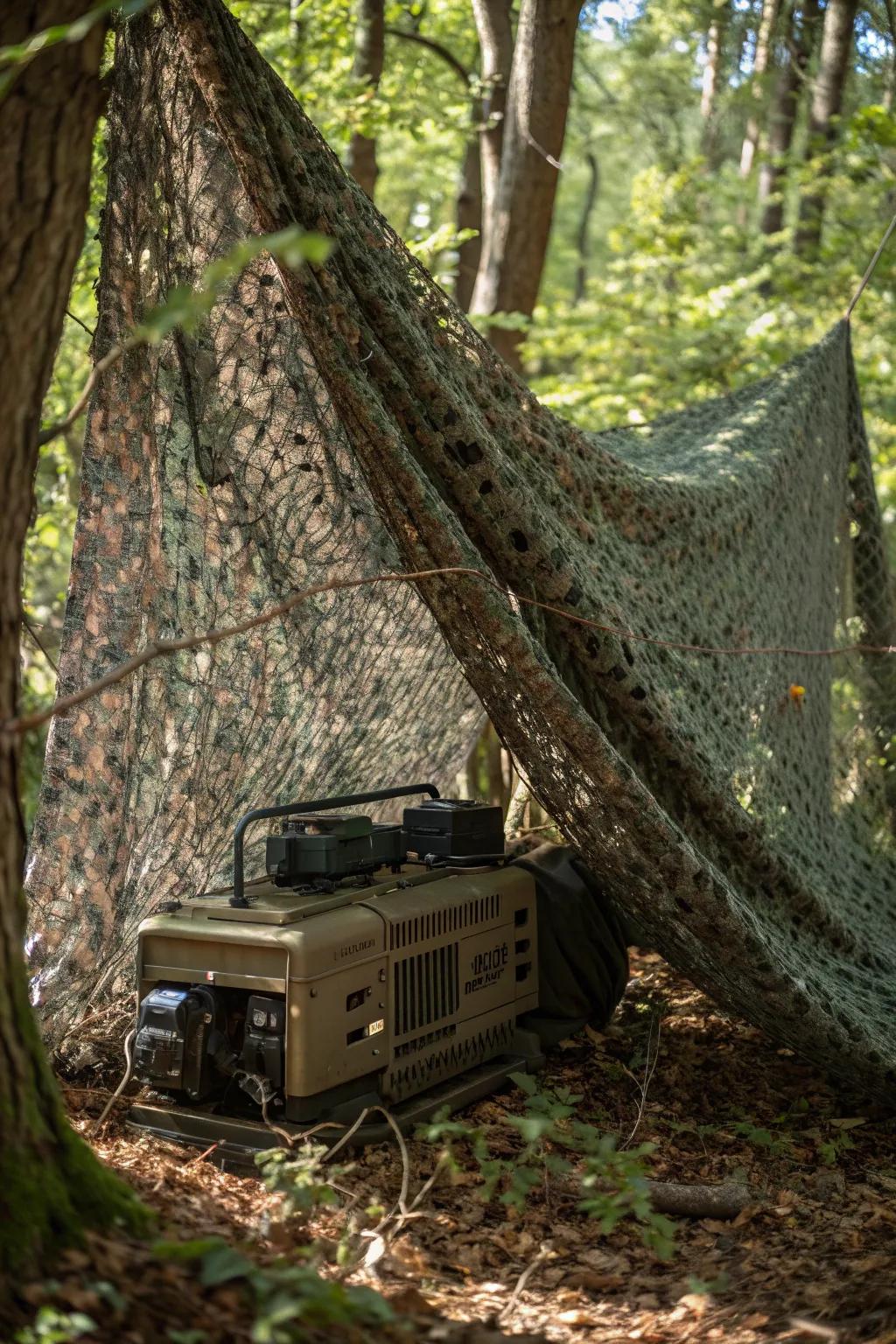 Blend into the wild: Craftsmanship meets adventure with camouflage netting.