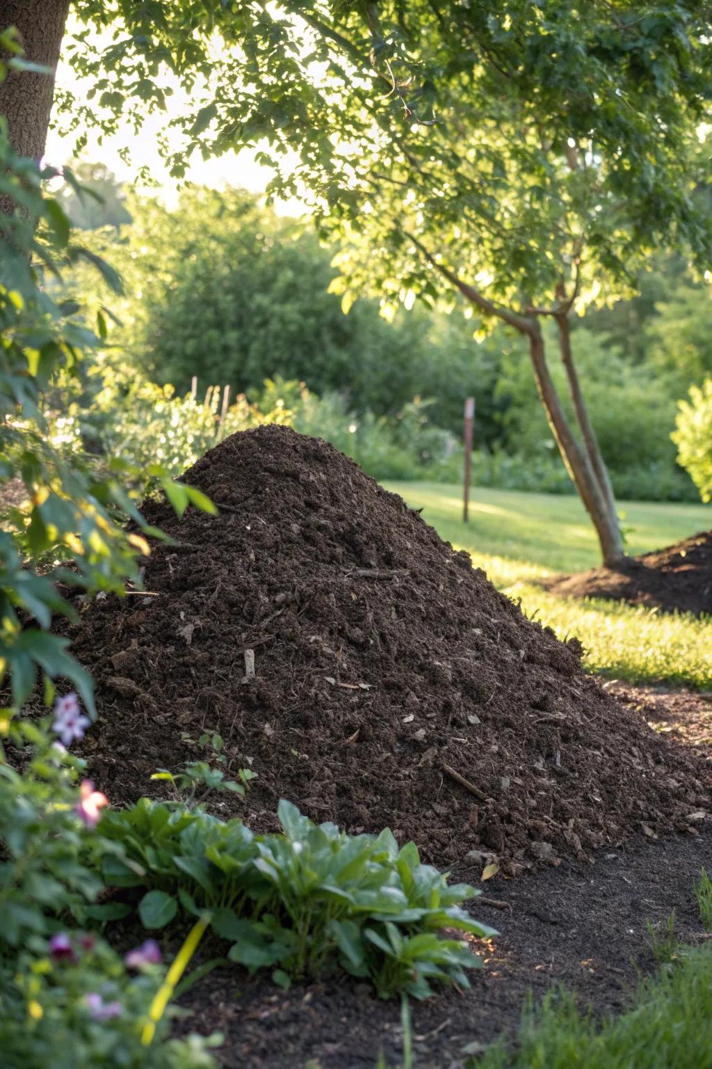 Elevate your goat's playtime with a masterfully crafted mulch mound.