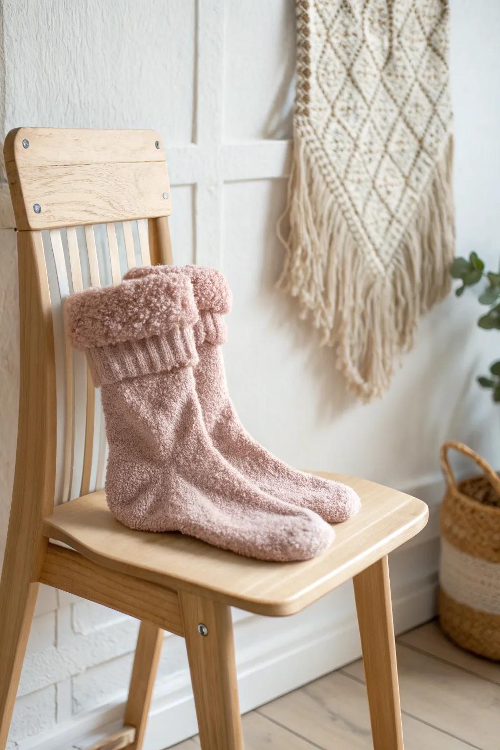 Wrap your feet in cozy luxury with these beautifully crafted fuzzy socks—perfect for a touch of warmth and style.